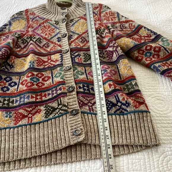 Peruvian Connection Womens Knit Cardigan Sweater Size L Pima Cotton Alpaca - Picture 7 of 15